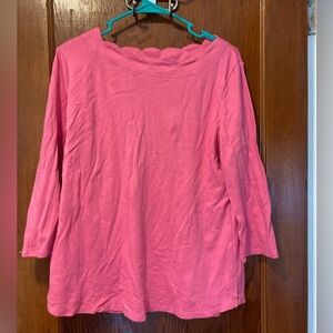 Pink Top with Scalloped Boatneck Neckline 🌸🌸🌸